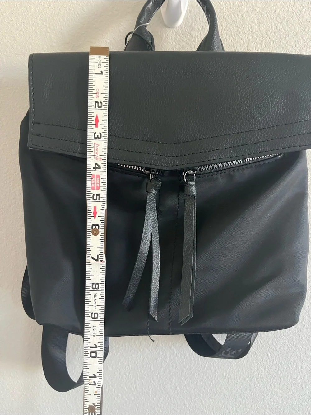 Botkier NWT Backpack Purse Black Nylon Trigger Mini Concert Bag w/Leather Flap